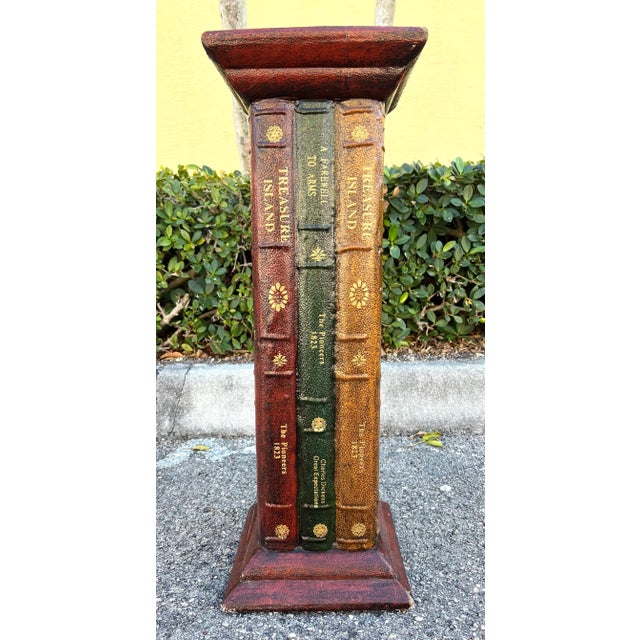 Maitland - Smith Faux Book Pedestal Plant Stand For Sale - Image 4 of 10