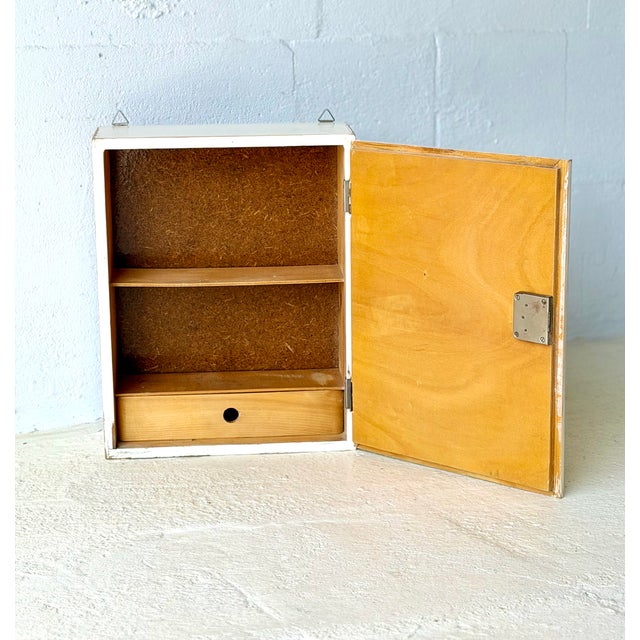 Mid-Century Wooden Wall-Mounted Medicine Cabinet with Drawer, 1960 For Sale - Image 6 of 13