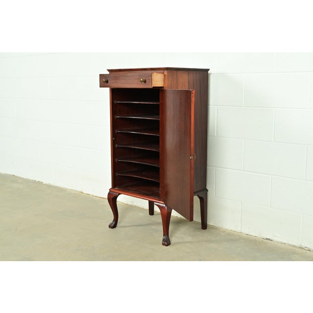 Antique Victorian Carved Inlaid Mahogany Music Cabinet, Circa 1900 For Sale In South Bend - Image 6 of 15
