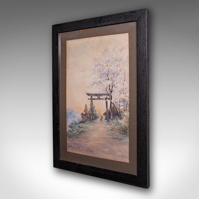 This is a vintage Torii Gate landscape painting. A Japanese School watercolour, dating to the mid 20th century, circa...