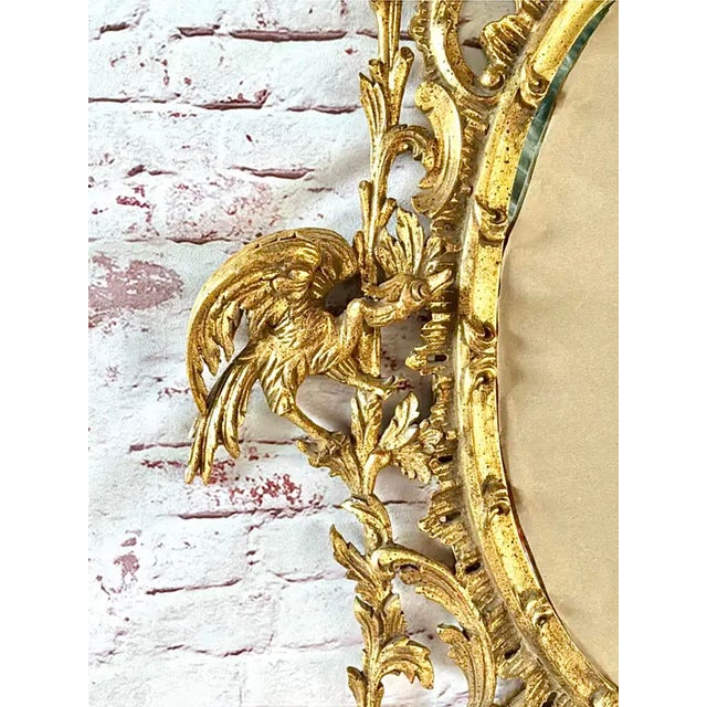 Chinese Chippendale Style Oval Giltwood Pagoda Wall Mirror For Sale - Image 10 of 11