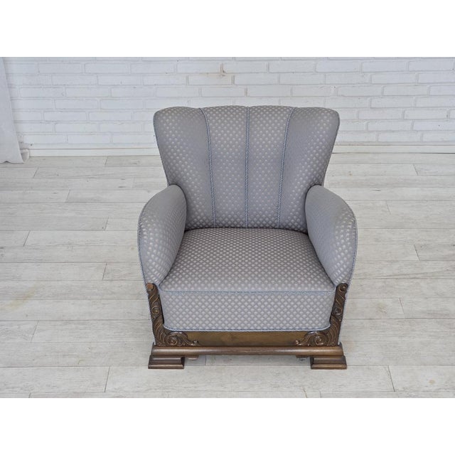 Wood Danish Armchair in Fabric and Oak, 1950s For Sale - Image 7 of 18