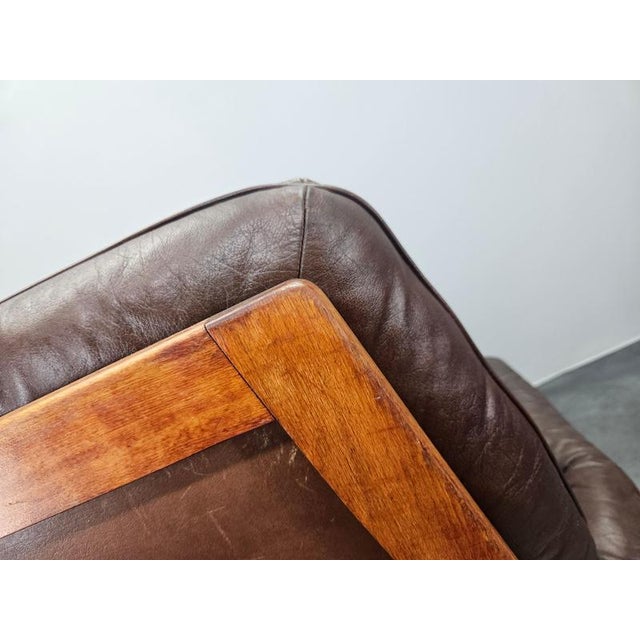 Vintage Swivel Chair in Leather and Wood from Göte Möbler, Sweden, 1960s For Sale - Image 6 of 15
