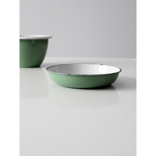Paint Mid-Century Swedish Green Enamelware Bowl Set For Sale - Image 7 of 13