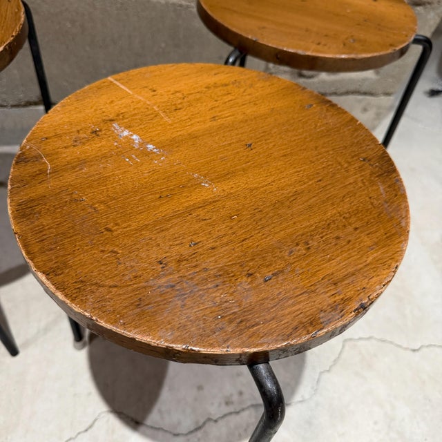 1950s Luther Conover Pacifica Group Nesting Tables -Stools Iron Wood Mid-Century Mod For Sale - Image 5 of 11