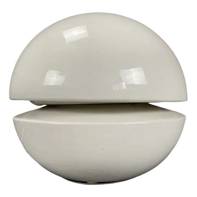 Mid-Century Modern Italian Round White Ceramic Table Lamp from Gabbianelli For Sale