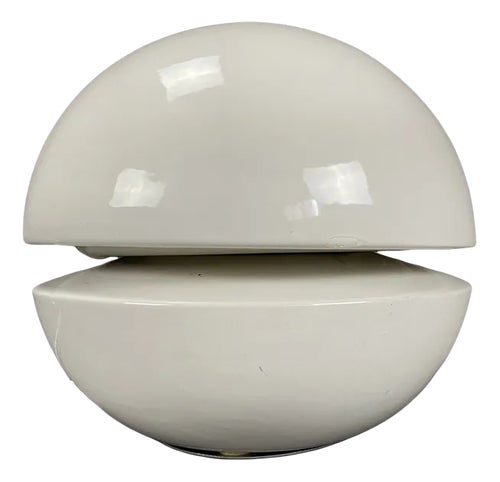 Mid-Century Modern Italian Round White Ceramic Table Lamp from