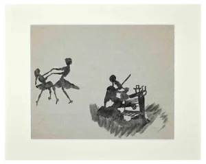 Mino Maccari, The Dance, Original Watercolor, Mid-20th Century