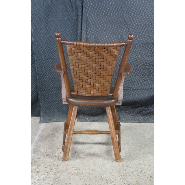 3 Vintage Old Hickory Arts & Crafts Mission Rustic Oak Lodge Paddle Arm Chairs For Sale - Image 16 of 18