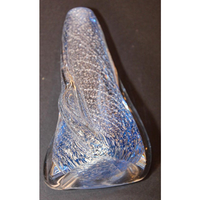 Vintage Murano Twisted Spiral Sky Blue and Clear Art Glass With Silver Murine 1960's For Sale In Palm Springs - Image 6 of 13