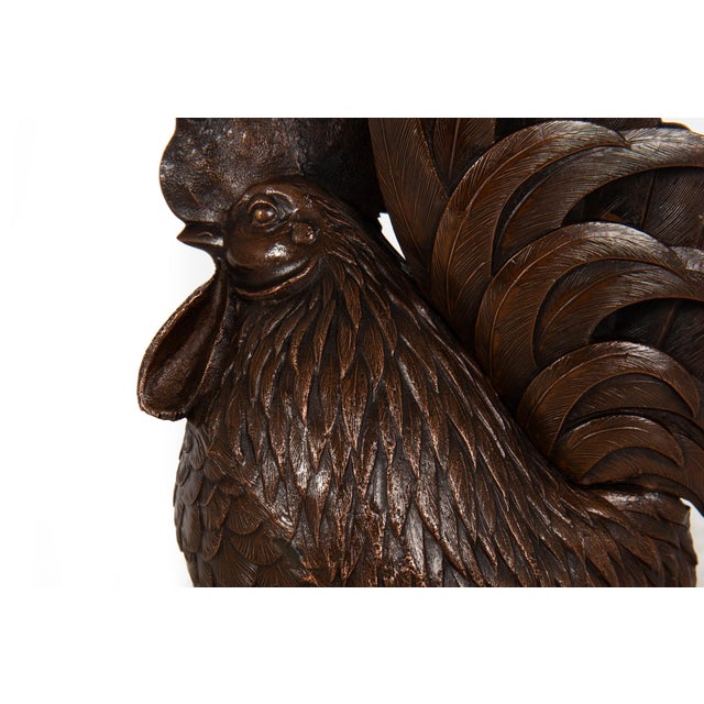 Japanese Antique Meiji Period Bronze Sculpture Okimono of a Rooster For Sale - Image 15 of 18