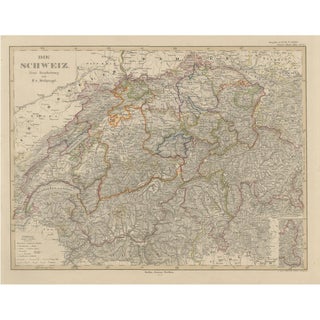 Engraved Map of Switzerland with Cantonal Borders by Stülpnagel, 1857 For Sale