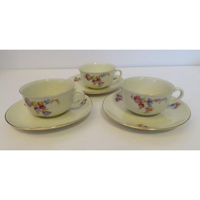 Antique White Early 20th Century Porzellanfabrik Arzberg Children's Floral Teacup & Saucer Set / 6 For Sale - Image 8 of 9