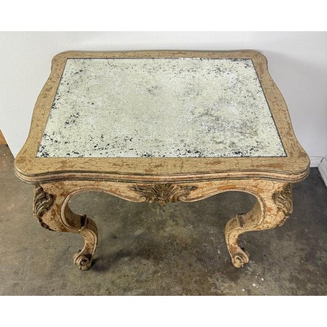 Antique Continental Giltwood Coffee Table With Original Foxed Mirror For Sale - Image 4 of 15