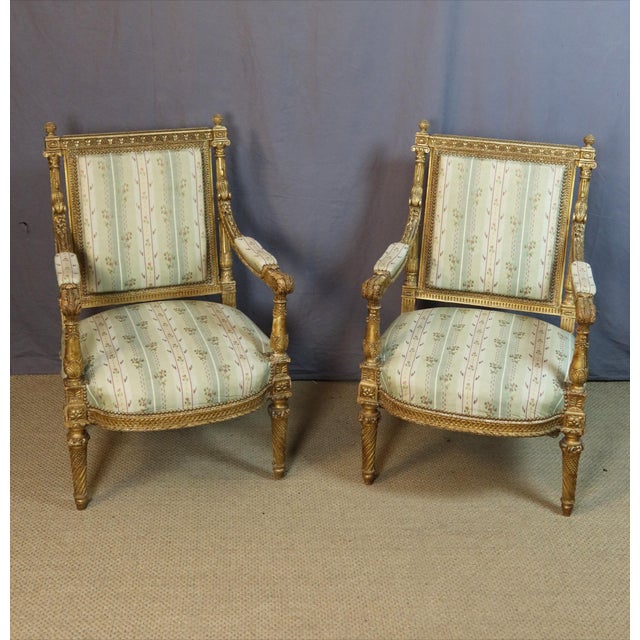 19th Century Giltwood Living Room Set, Set of 5 For Sale - Image 4 of 16