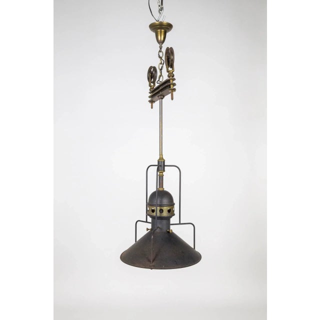 1900 - 1909 Large Early 20th Century Industrial Cog Pendant Light For Sale - Image 5 of 10
