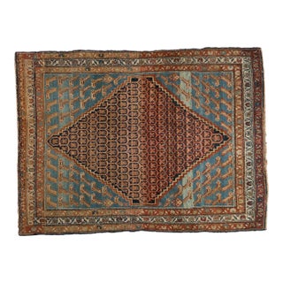 Antique Distressed Hamadan Rug - 4'3" X 5'8" For Sale