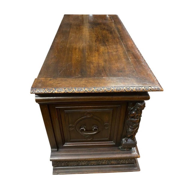 Italian Renaissance Carved Walnut Buffet Trunk, 1830s For Sale - Image 16 of 17