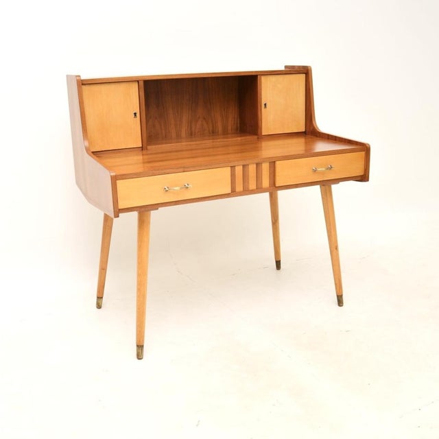 Vintage Italian Walnut and Satinwood Desk, 1950s For Sale - Image 10 of 10