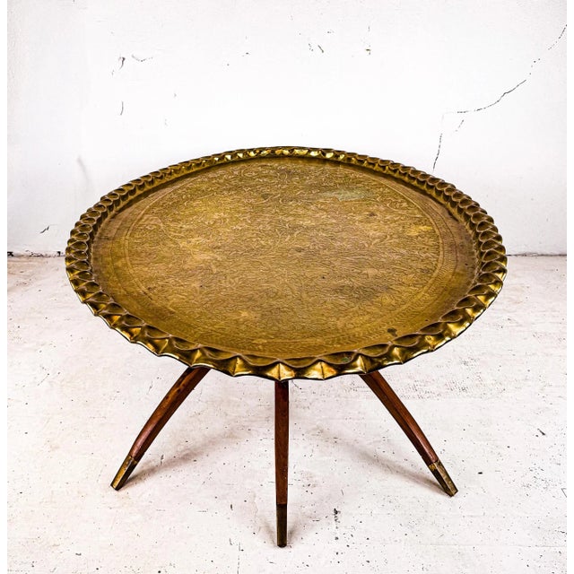 Mid 20th Century Midcentury Modern Brass Tray Table With Base For Sale - Image 5 of 17