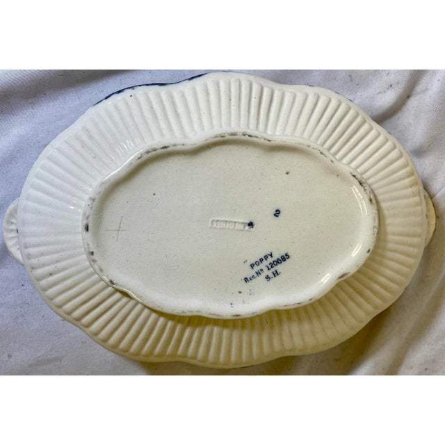 Antique Sampson Hancock Aesthetic Movement Poppy Floral Pattern Covered Vegetable Serving Bowl From England - Circa 1885 For Sale - Image 11 of 13