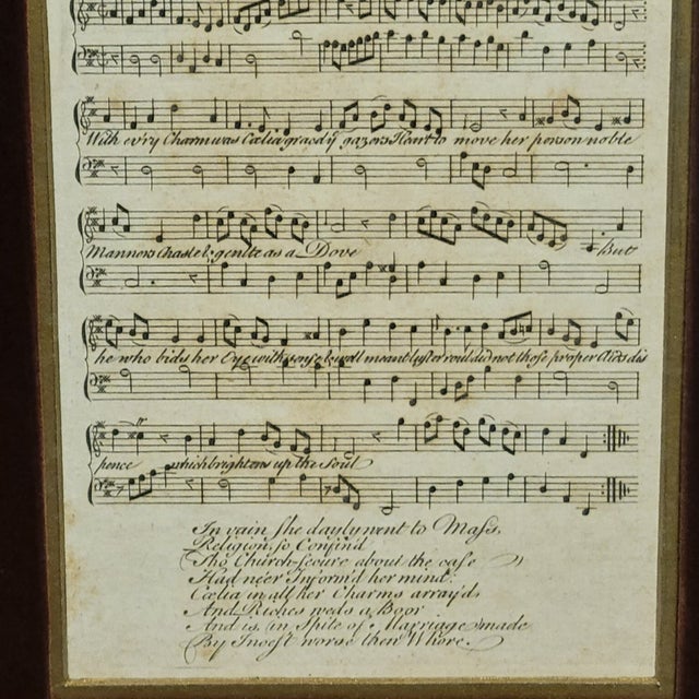 Pair of Late 18th Century English Hand-Tinted Engraved Music Sheets, “The Charms of Celia” & “The Beer-Drinking Briton,” C. 1780 For Sale - Image 10 of 11