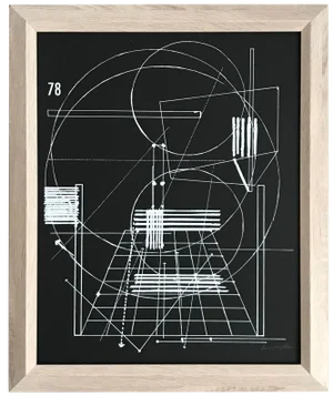 2000's Modernist Geometric Framed Silk Screen