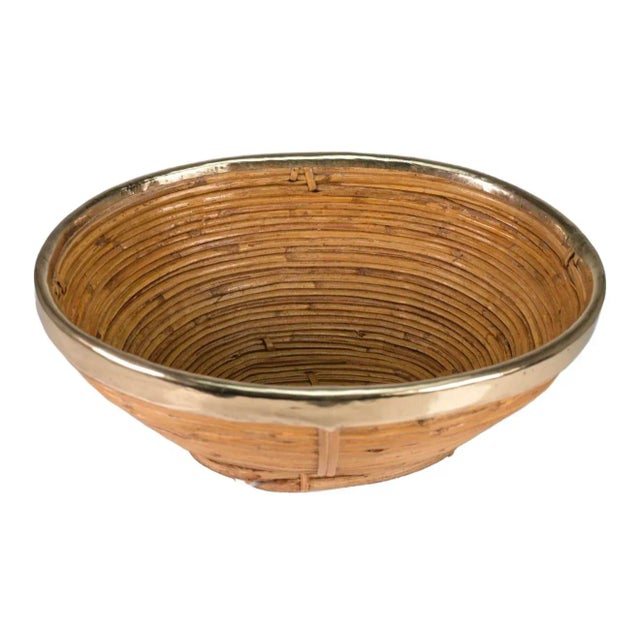 Traditional Crespi Style Large Oval Brass Banded Bowl For Sale - Image 3 of 9