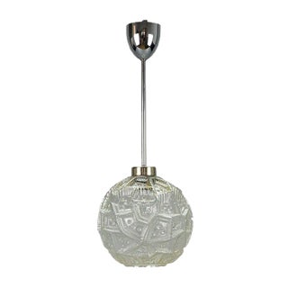 Mid-Century Modern Glass & Chrome Pendant Light For Sale
