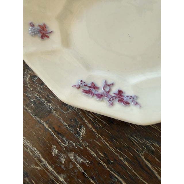 Ceramic Antique Staffordshire Ironstone Dessert Plates, Chelsea Grape Chelsea Sprig Pattern, 6.75 Inch English Ironstone, Circa 1845–1856 - Set of Seven For Sale - Image 7 of 10