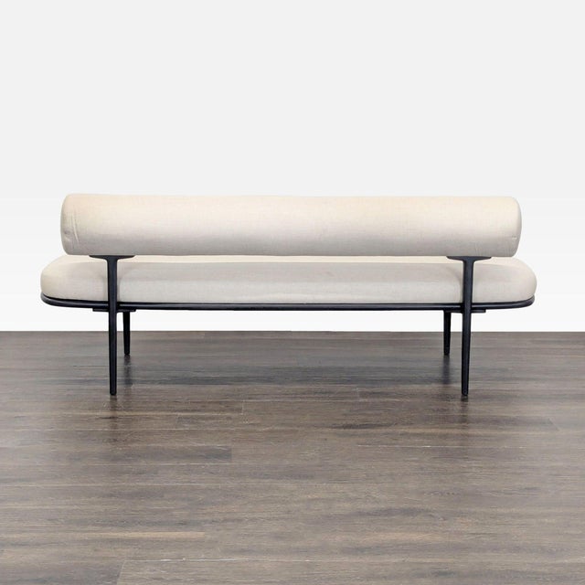 Cb2 Vita Modern Cream Upholstered Sofa With Black Metal Legs For Sale In San Francisco - Image 6 of 9