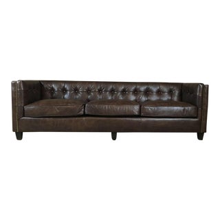 Jhs Lancaster Distressed Whiskey Leather Sofa For Sale