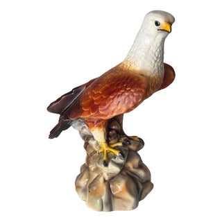 French Hand-Painted Ceramic Eagle Sculpture, 1970s For Sale