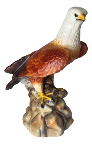 French Hand-Painted Ceramic Eagle Sculpture, 1970s