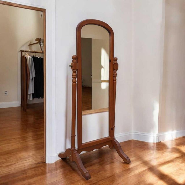 Vintage Cheval Floor Mirror With Adjustable Wood Frame For Sale - Image 4 of 14