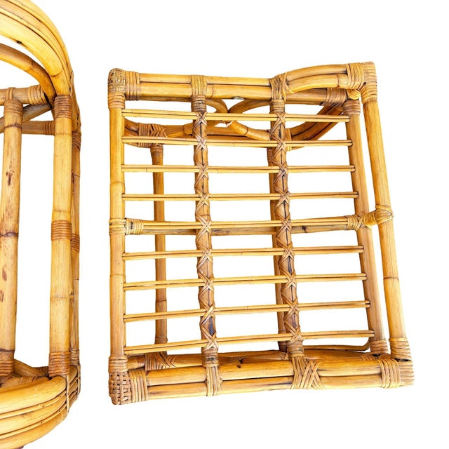 Restored Mid-Century 3-Stand 1949er Reed Rattan Chaise Lounge W/ Ottoman For Sale - Image 16 of 16