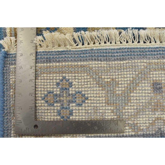 Oushak Runner 2’7” X 10′ Blue Wool Tribal Hand-Knotted Oriental Rug For Sale - Image 13 of 13