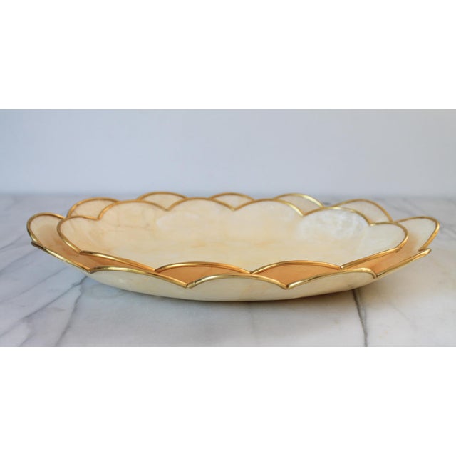 Late 20th Century Vintage Capiz Shell Trinket Trays & Coasters W/ Gold Scalloped Edges For Sale - Image 5 of 8