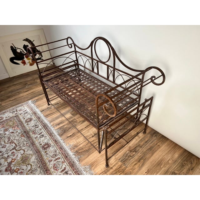 Mid 20th Century Vintage Regency Style Wrought Iron Porch Glider For Sale - Image 5 of 11