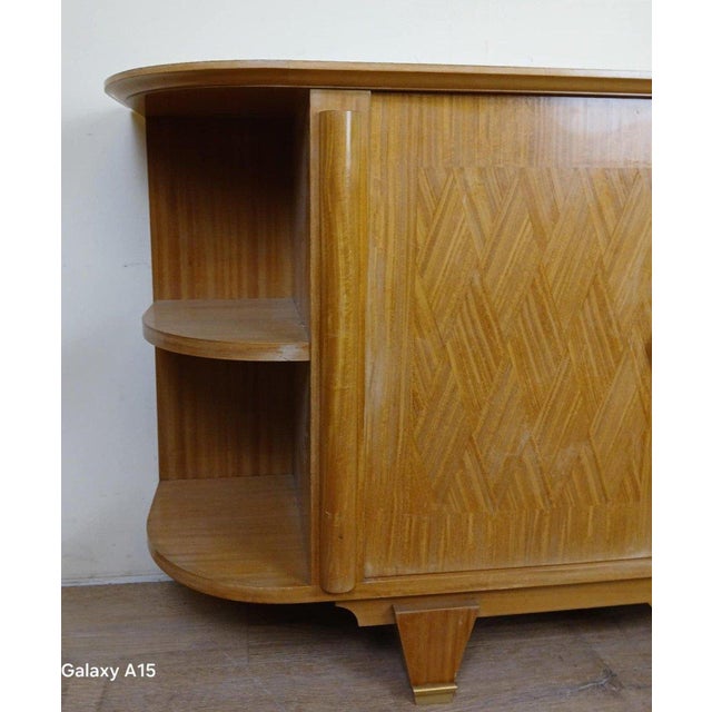 Art Deco Corner Buffet in Light Wood by Jules Leleu, 1930s For Sale - Image 9 of 10