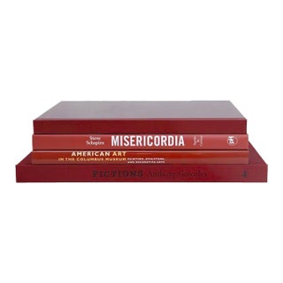 Decorative Books - Bordeaux Coffee Table Stack - 4 Red Books For Sale