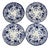 19th Century Blue Earthenware Flora Dessert Plates from Creil and Montereau, Set of 4 For Sale