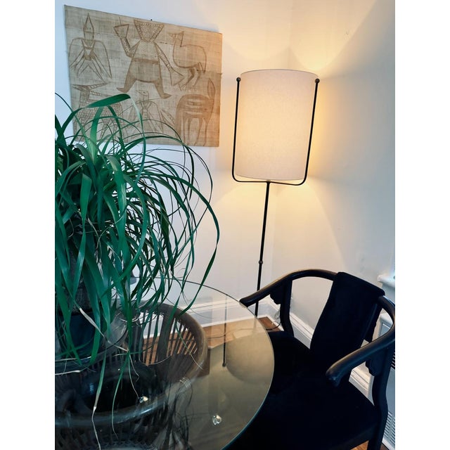 Contemporary Arteriors Boise Floor Lamp Bronze Iron Antique Brass With Drum Shade For Sale - Image 12 of 12