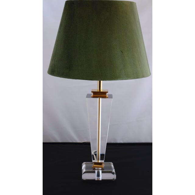 Vintage Acrylic Glass Fabric Shade Table Lamp, 1980s, in Very Good conditions. Designed 1980 to 1989 I have official proof...