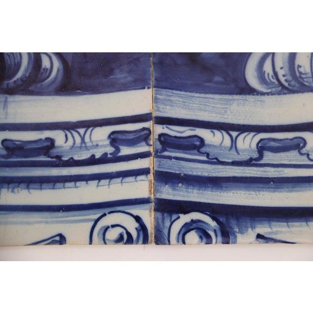 Ceramic 19th Century Set of Four Portuguese Tiles With a Baroque Border Motif For Sale - Image 7 of 7