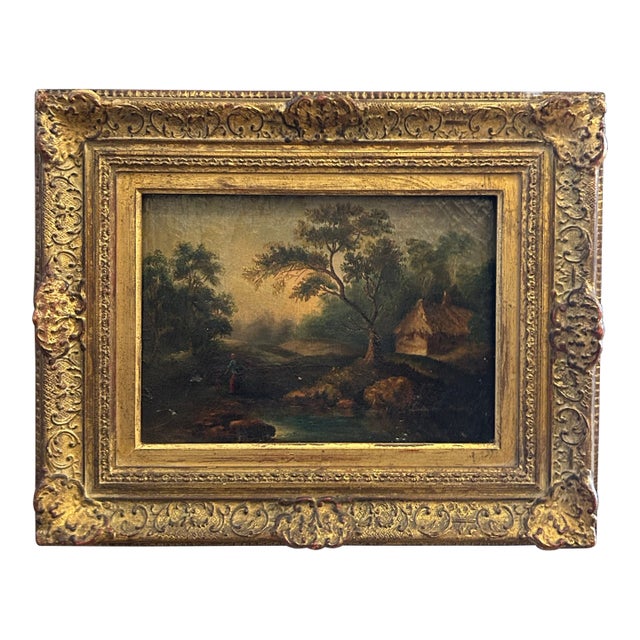 Antique English Painting on Canvas of a Landscape by A. K. Robinson. For Sale