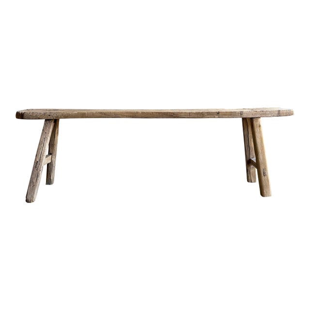 Late 20th Century Elm Wood Skinny Bench #B92 For Sale