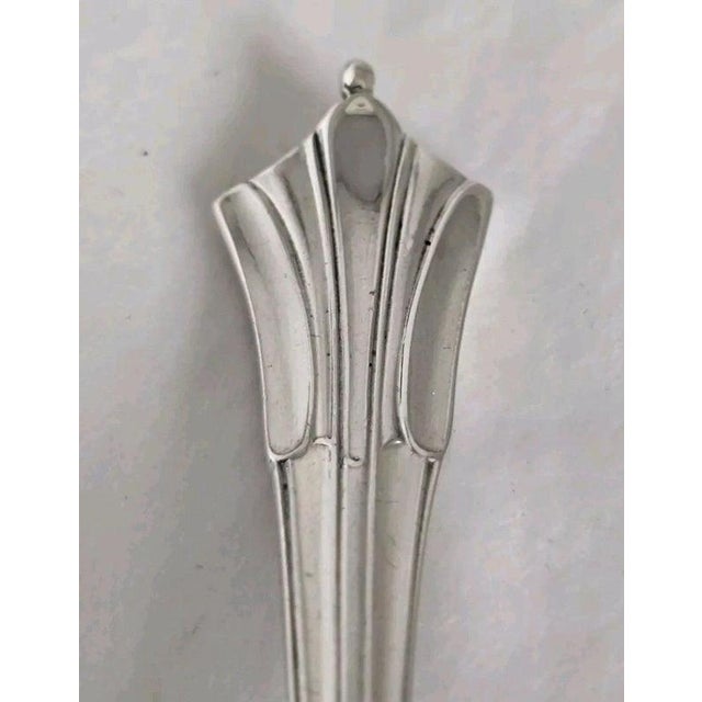 Antique Sterling Silver Teaspoon & Tongs Set, 1908, Set of 7 For Sale - Image 11 of 18