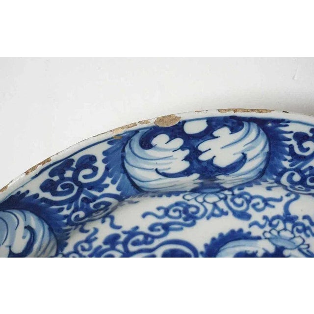 Traditional Dutch Delft Drie Posteleyne Astonne Pottery Blue and White Angel Plate For Sale - Image 3 of 8