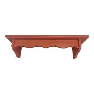 1980s Arts & Crafts Boho Chic Coastal Coral Wall Mounted Shelf With Scalloped Detail. For Sale